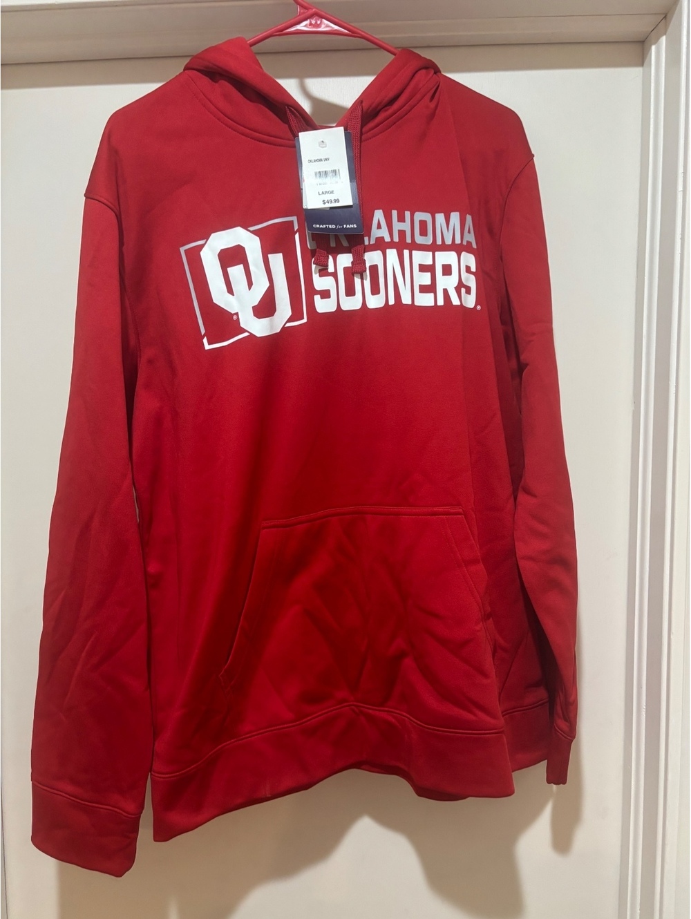 NWT Fanatics Oklahoma Sooners Hoodie Men’s Large Red NCAA Pullover